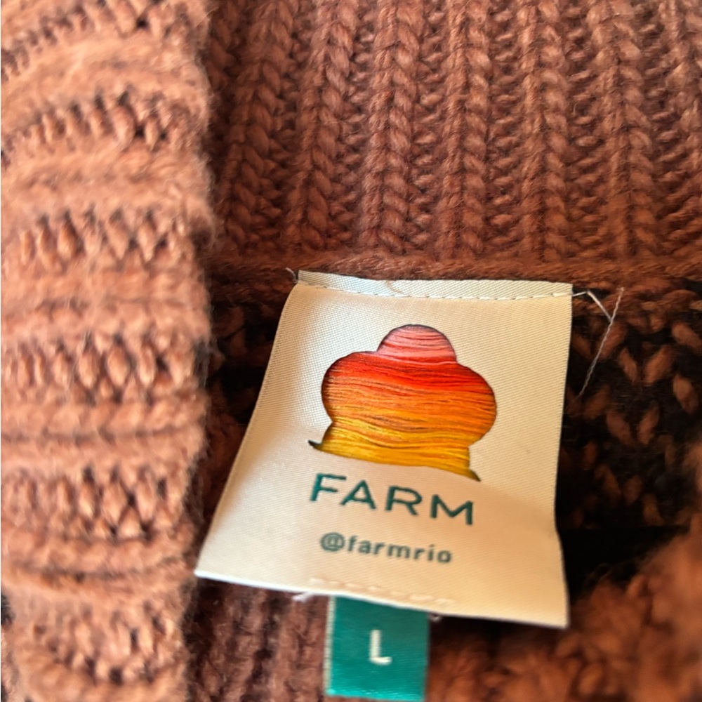 Farm Rio Tan and Black Patterned Turtleneck Sweater Lion Print - Picture 3 of 5